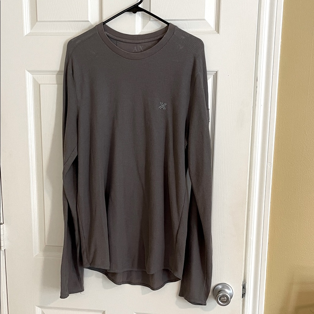 A/X Armani Exchange Men’s Waffle Knit Long Sleeve Shirt Size L Gray